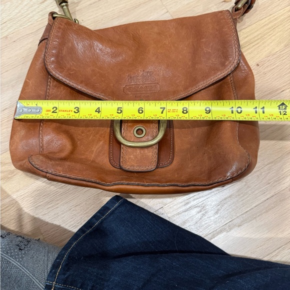 Coach Becker Legacy Tattersall Leather Buckle Shoulder Bag in Whiskey - Picture 3 of 11